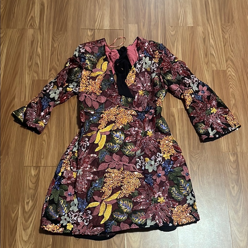 Anthropologie Floral Embroidered Mini Dress - Multicolor